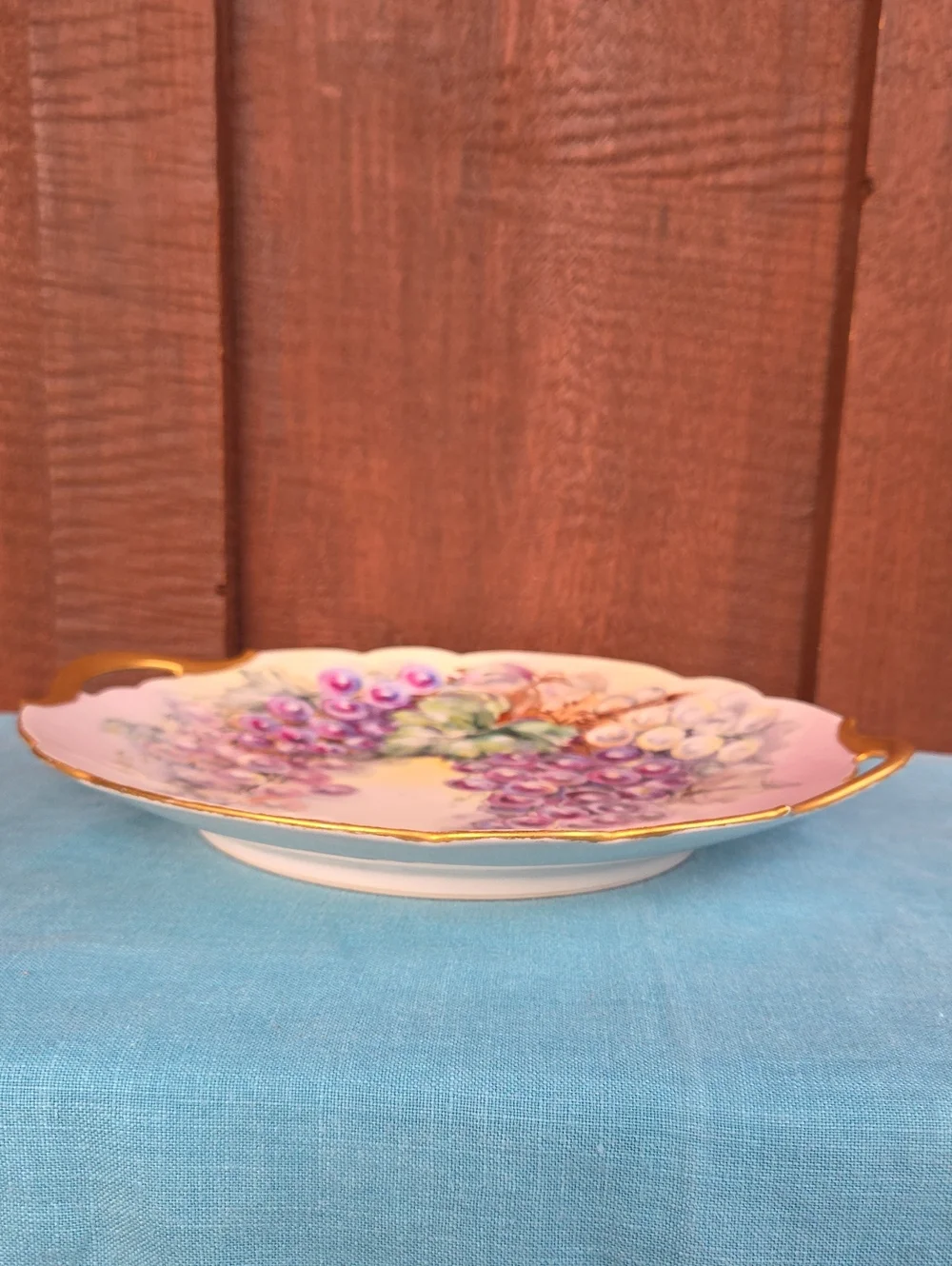 T&V Limoges France Vintage Hand  Painted Grapes Tray Plate